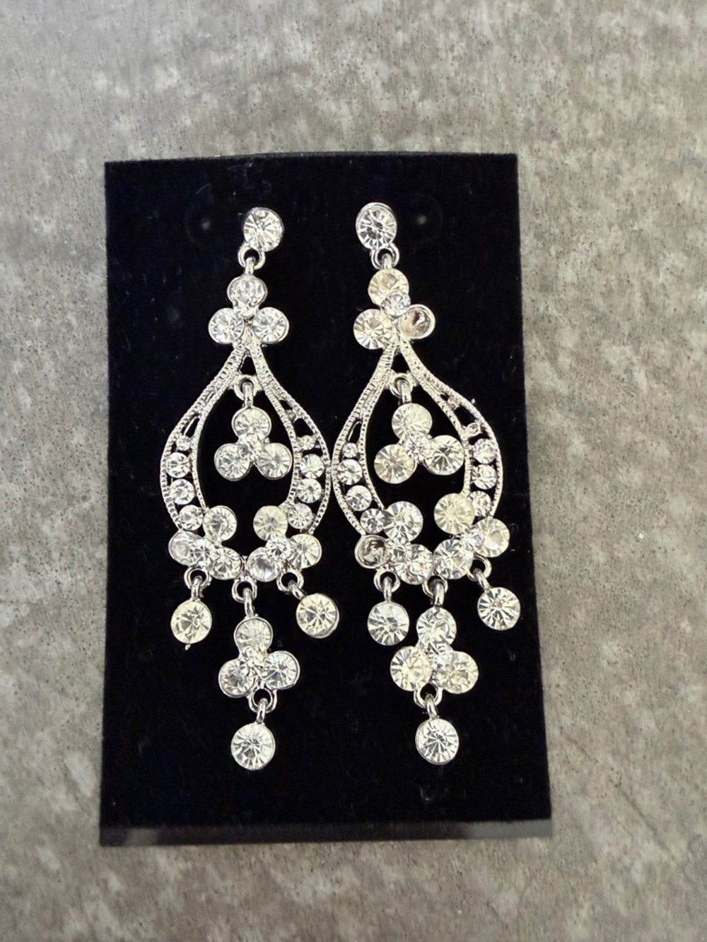 Crystal Teardrop Chandelier Earrings - Silver
